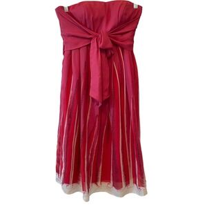 There is Only You & Me Size 0 Silk Coquette Strapless Pink Formal Dress Ribbons